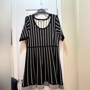 Danny & Nicole Black and White Polka Dot Sweater Dress